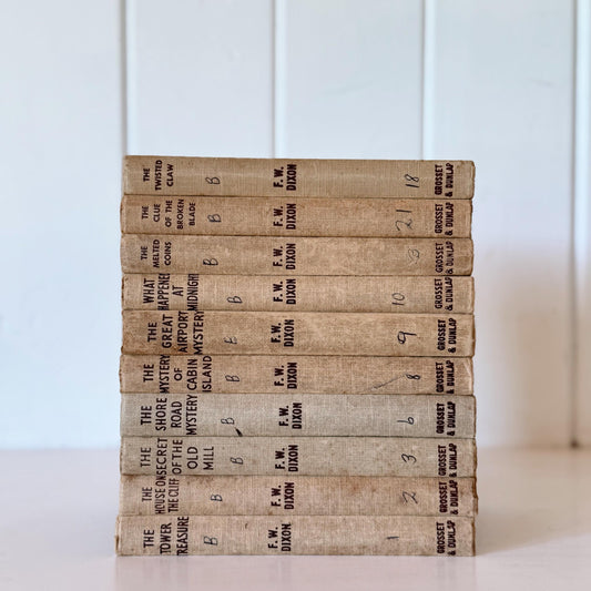 Vintage Hardy Boys Book Set, Neutral Children's Room Decor