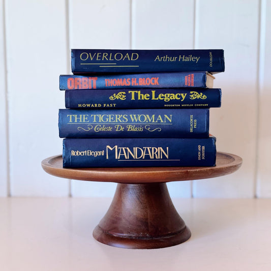 Vintage Indigo Navy Blue Retro Book Set for Shelf Styling