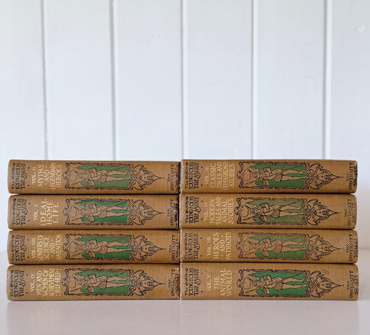 The Young Folks' Treasury, 1909 Ornate Tan Gold Green Partial Book Set