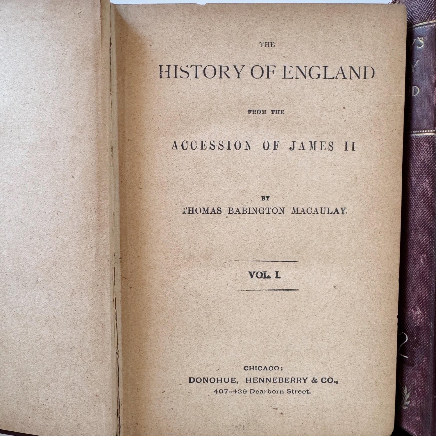 Macaulay's History of England From the Ascension of James II Thomas Babington Macaulay, Antique 5 Volume Set