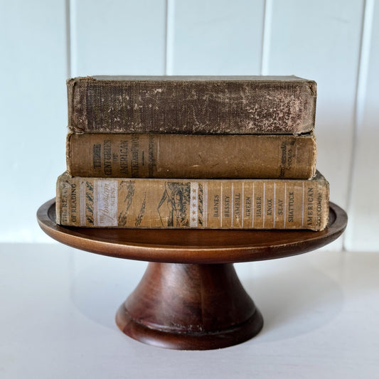 Shabby Brown American Literature and Poetry School Book Stack, 3 Vintage Literature Textbooks