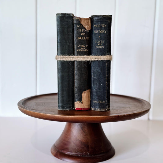 Blue Black Antique History School Books for Decor, History of England, Rustic Centerpiece, Shabby Chic Decor