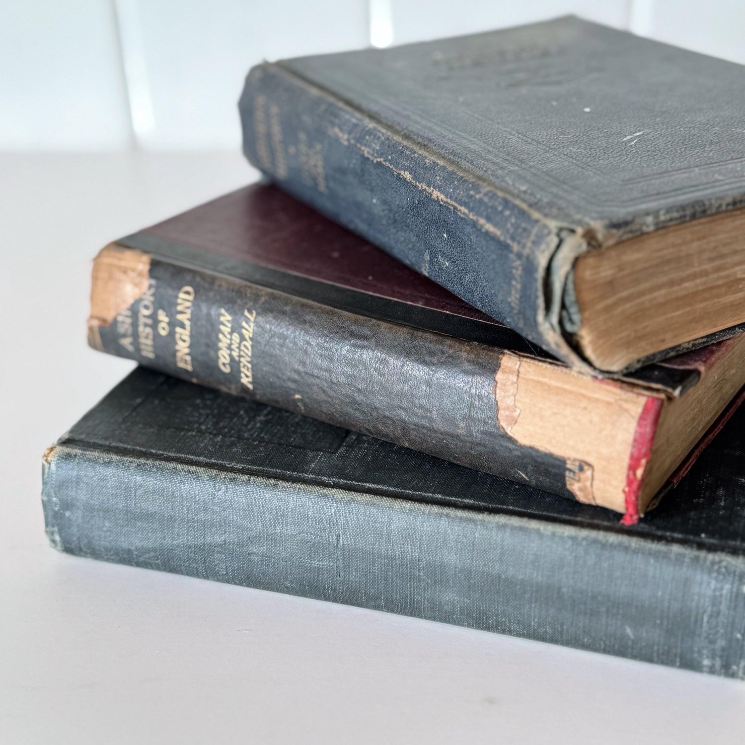 Blue Black Antique History School Books for Decor, History of England, Rustic Centerpiece, Shabby Chic Decor