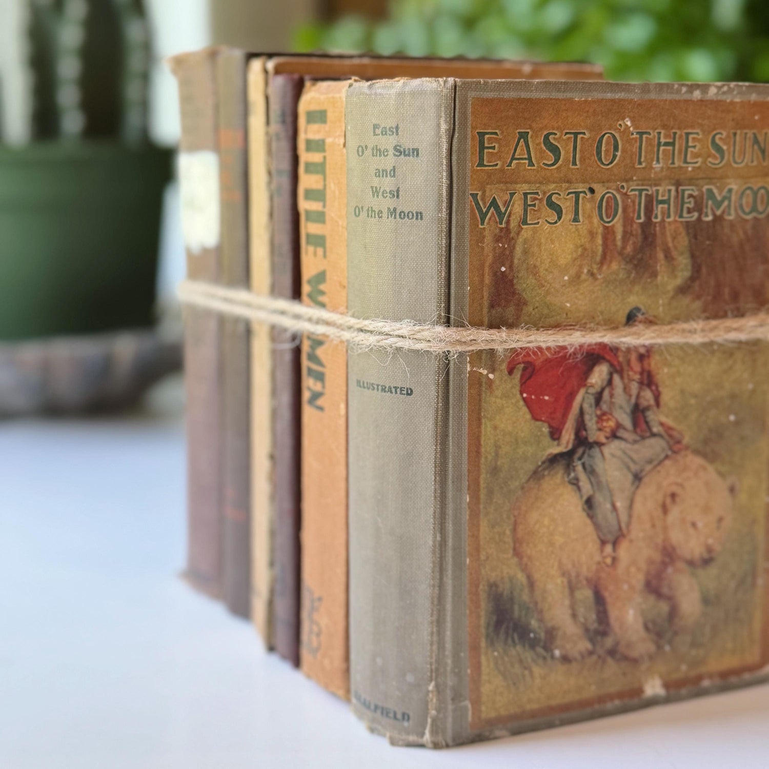 Antique Beige and Brown Children's Book Bundle, Little Women, Heidi, Girls Stories