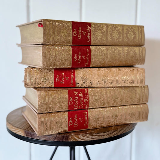 Ornate Gold and Red Vintage Book Set, Black's Reader Service, Classic Literature Books