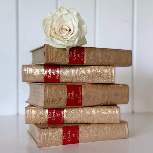 Ornate Gold and Red Vintage Book Set, Black's Reader Service, Classic Literature Books