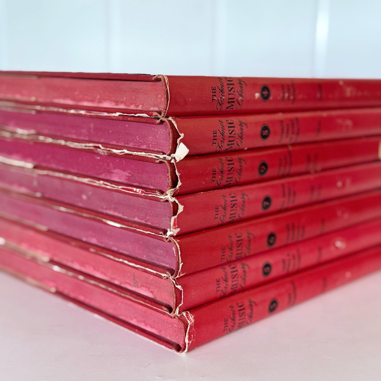 Red Mid-Century Book Set, The Scribner Radio Music Library, Music Books for Shelf Styling