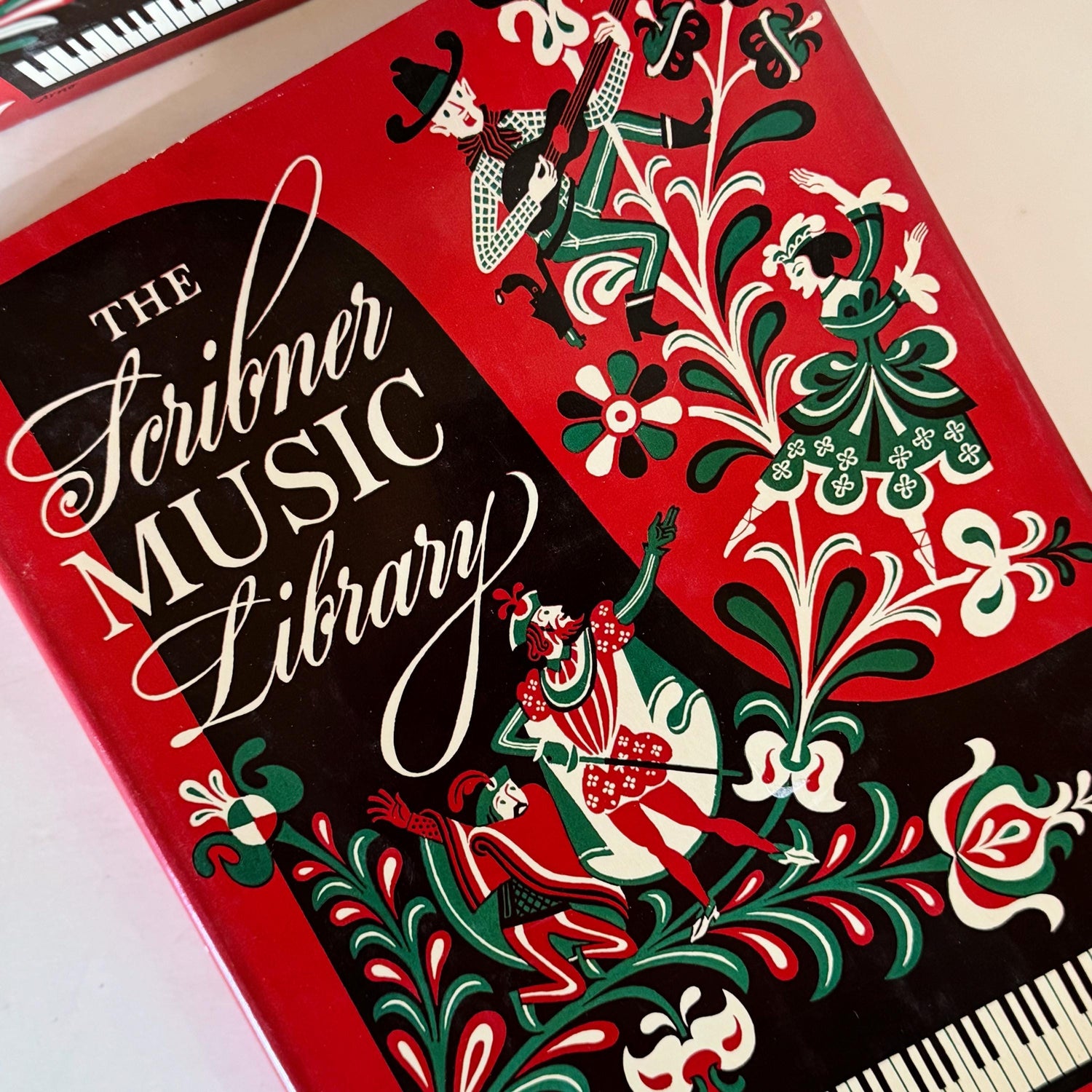 Red Mid-Century Book Set, The Scribner Radio Music Library, Music Books for Shelf Styling