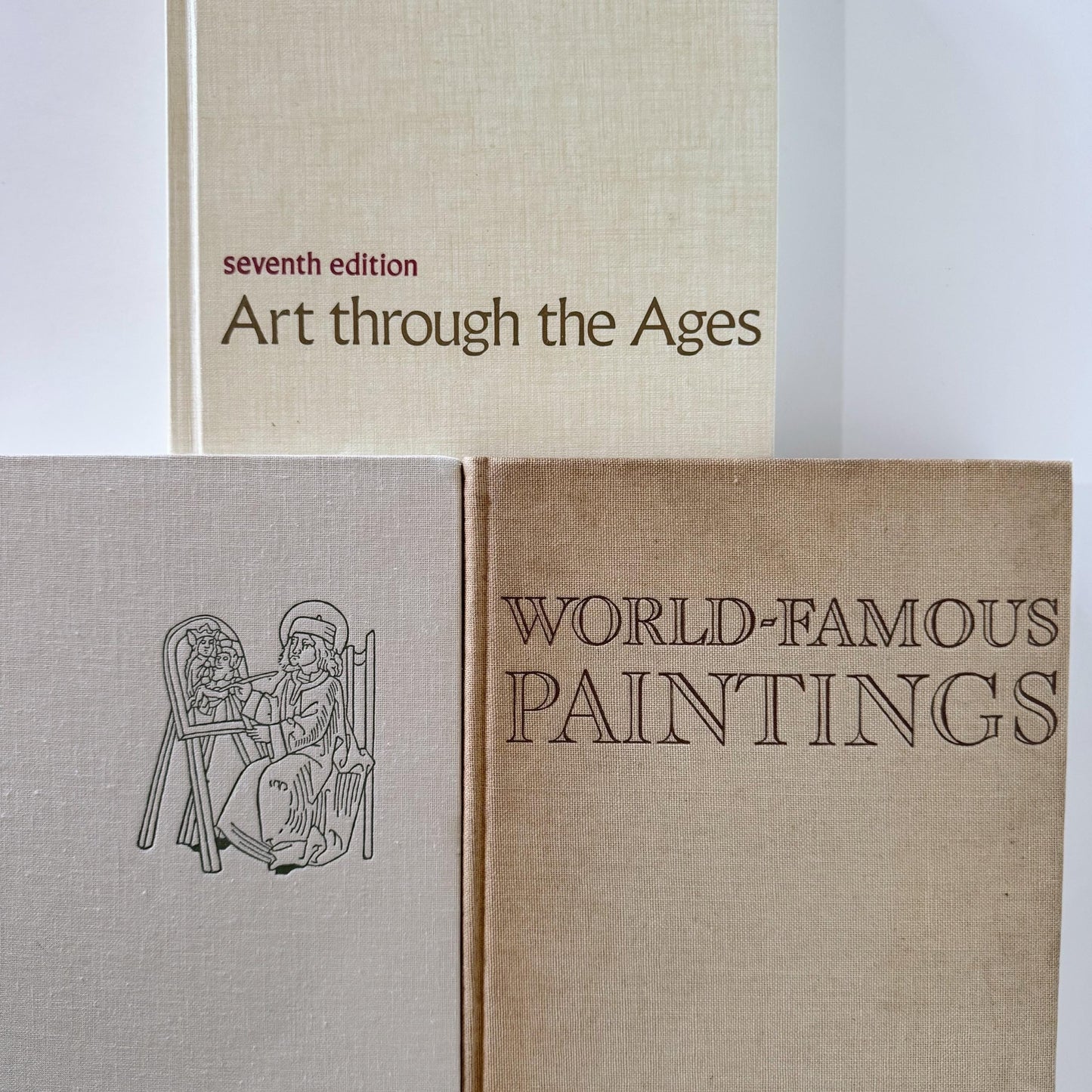 Vintage Beige and Tan Fine Art Book Bundle for Decor