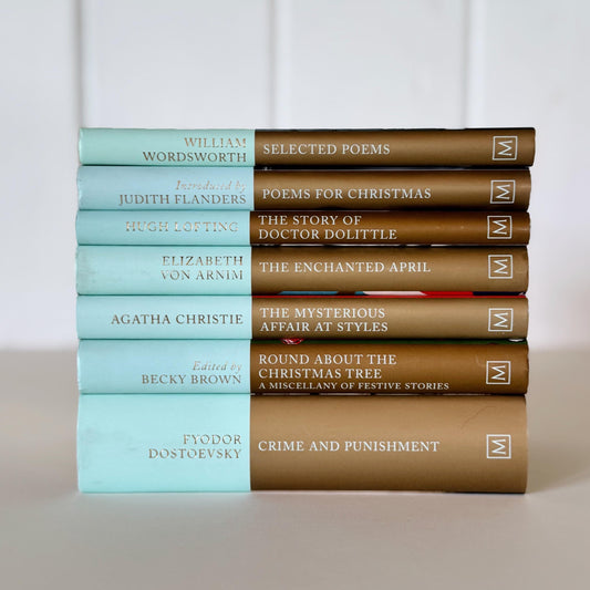 Miniature Blue Decorative Book Set, Macmillan Collector’s Library Editions Tiffany Blue and Gold