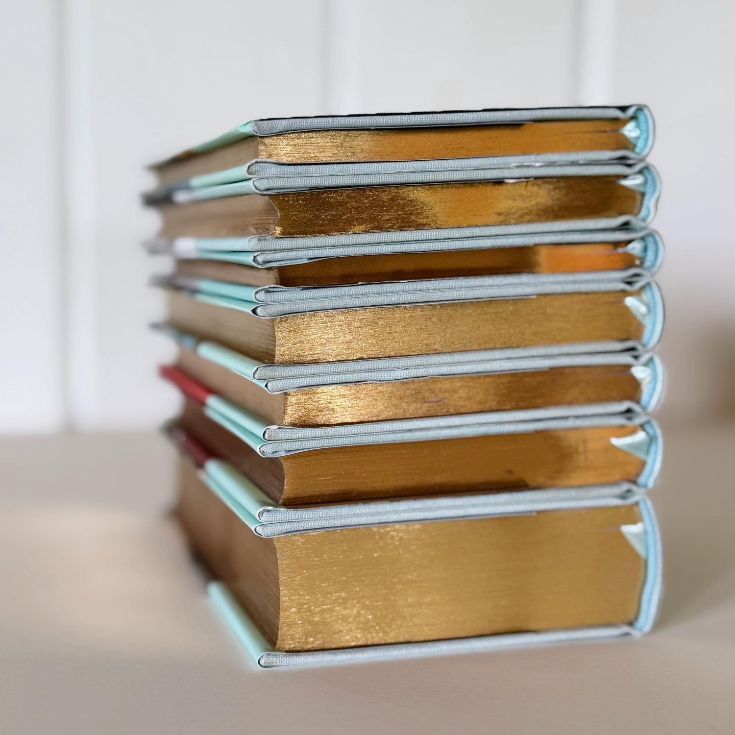 Miniature Blue Decorative Book Set, Macmillan Collector’s Library Editions Tiffany Blue and Gold