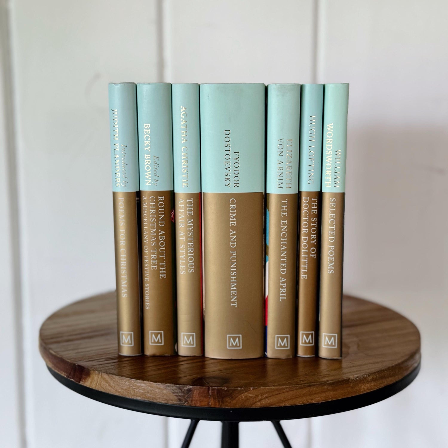 Miniature Blue Decorative Book Set, Macmillan Collector’s Library Editions Tiffany Blue and Gold