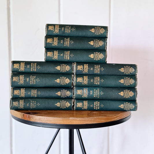 Handy Volume Edition Shakespeare Set, Miniature Antique Green Pocket Sized Book Set