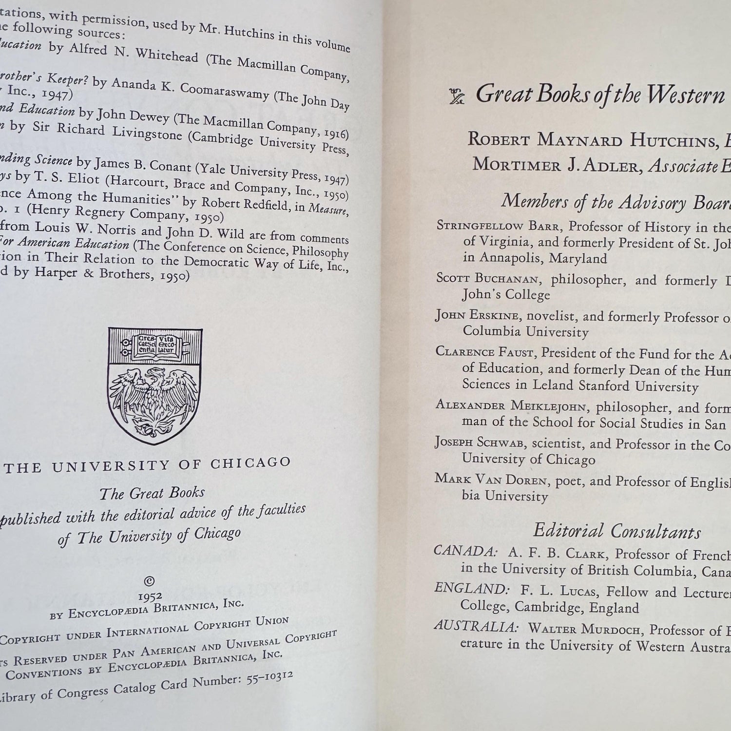 Complete Brittanica's Great Books of the Western World, 1952