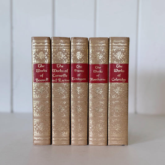 Ornate Gold and Red Vintage Book Set, Black's Reader Service, Classic Literature Books