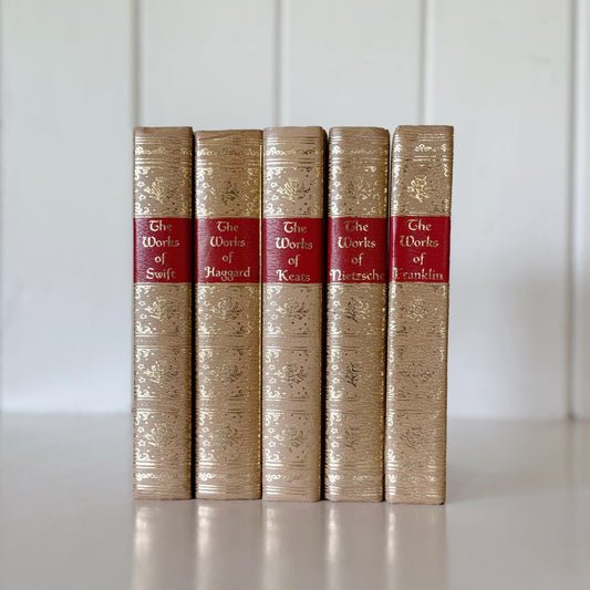 Ornate Gold and Red Vintage Book Set, Black's Reader Service, Classic Literature Books