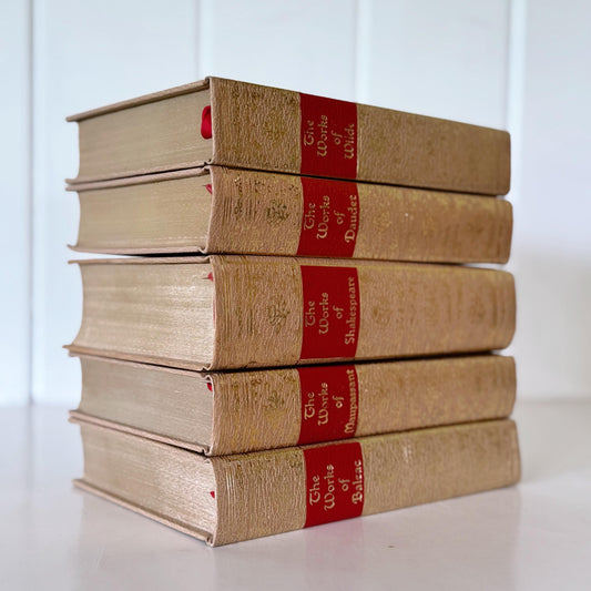 Ornate Gold and Red Vintage Book Set, Black's Reader Service, Classic Literature Books