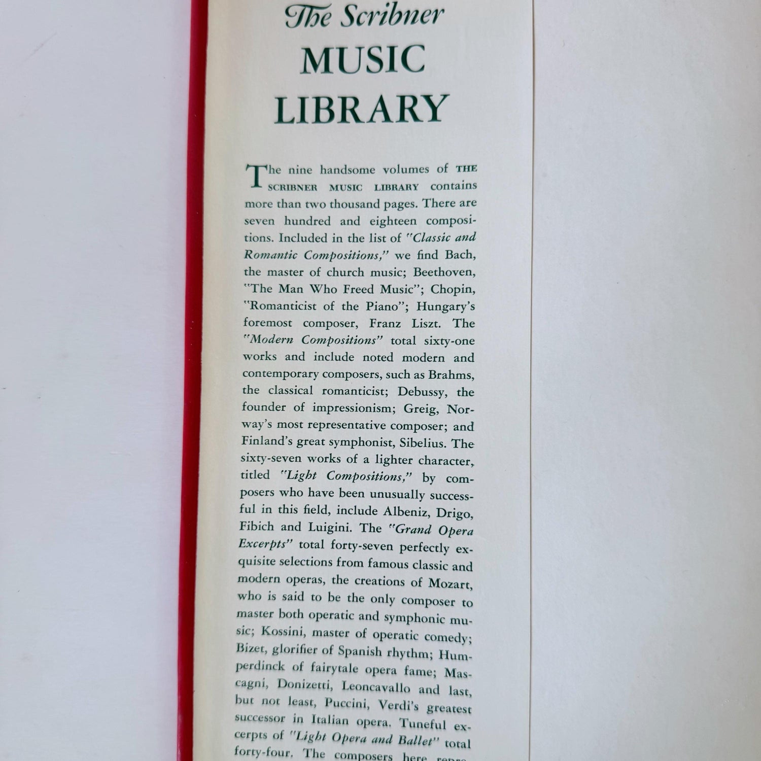 Red Mid-Century Book Set, The Scribner Radio Music Library, Music Books for Shelf Styling