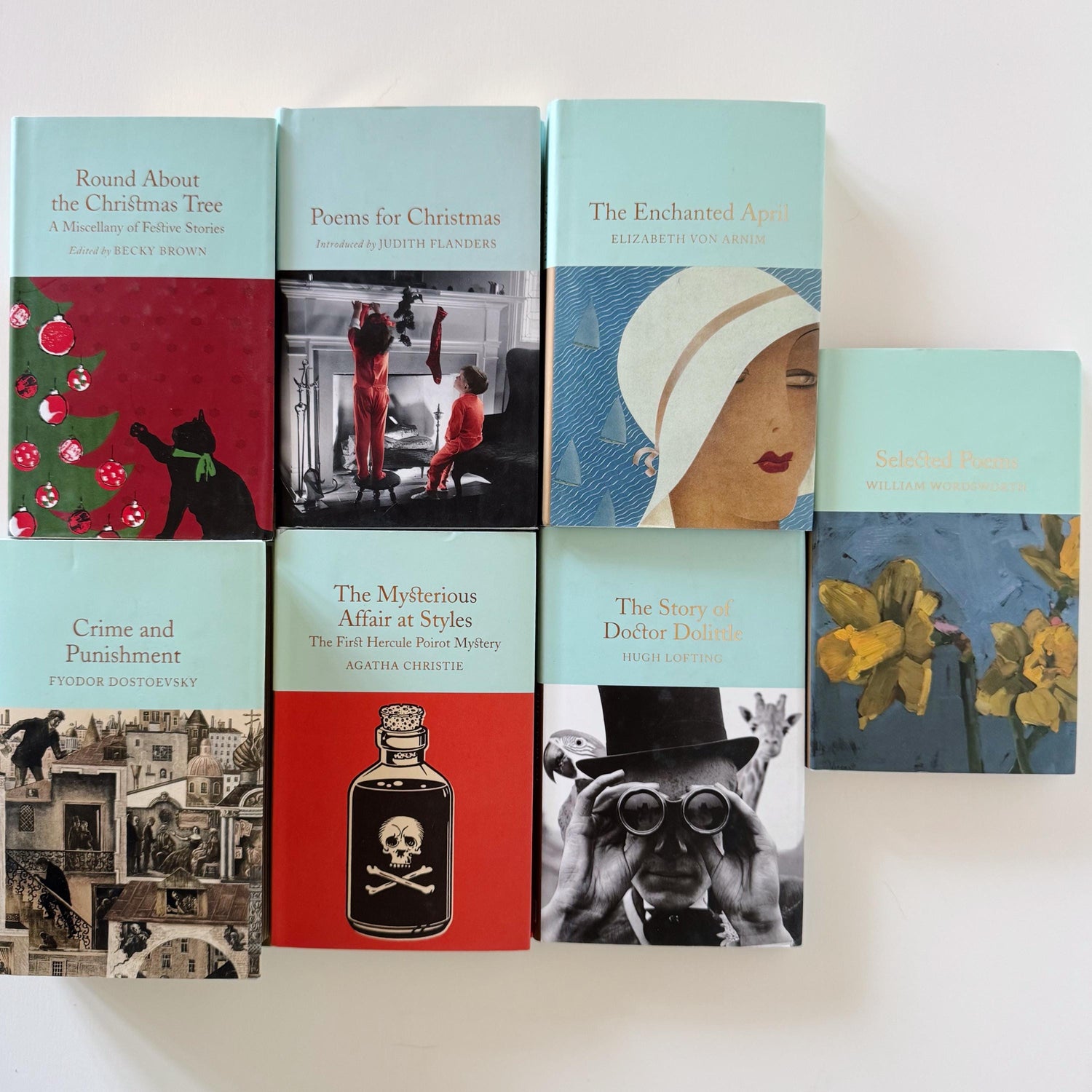 Miniature Blue Decorative Book Set, Macmillan Collector’s Library Editions Tiffany Blue and Gold