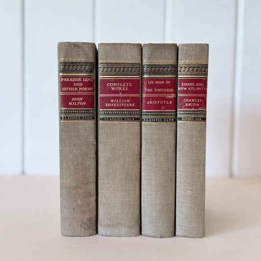 Neutral Faded Shabby Classics Club Books, Farmhouse Decor, Philosophy Books, Classic Literature