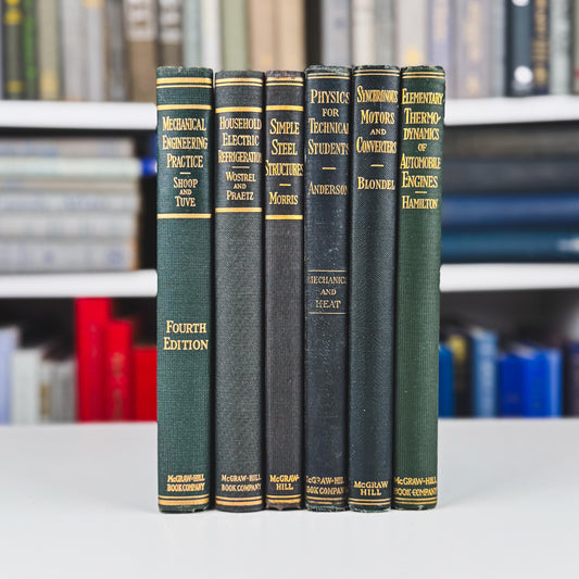 Antique Dark Green Education Books for Display, Old School Books