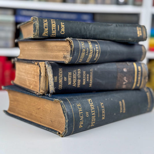 Antique Blue School Book Bundle, School Textbooks, Faded Shabby Books