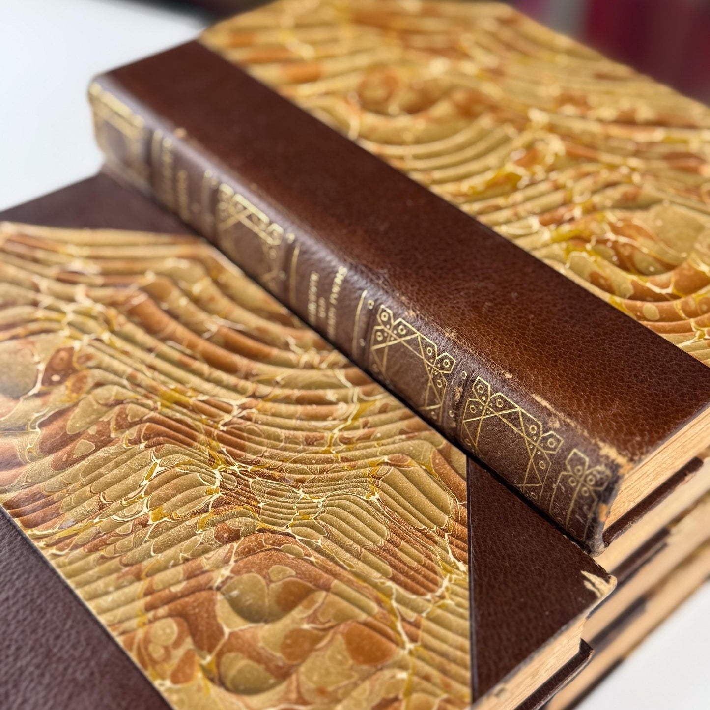 Antique Leather Book Set | Whittier’s Works | Amesbury Edition, 1892 | 7 Volumes
