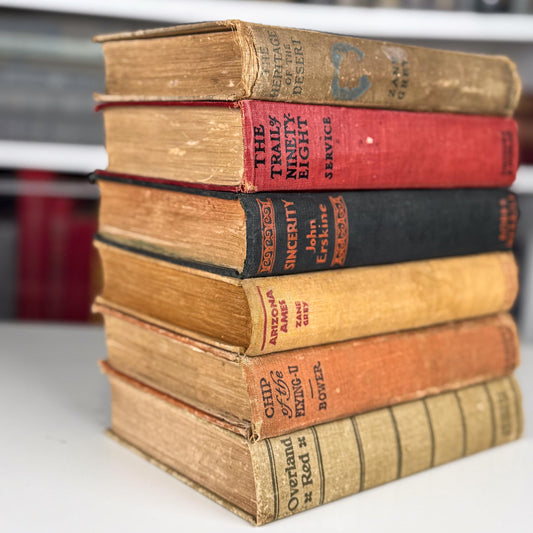 Antique Old West Novel Bundle, Orange Red, Rust Westerns, Hough, Seltzer, Raine