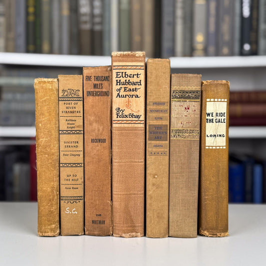 Vintage Neutral Beige Book Bundle, Books by Color, Shabby Distressed Book Set