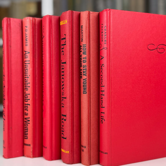 Retro Vibrant Red Vintage Book Set – Bold Shelf Styling with a Pop of Color