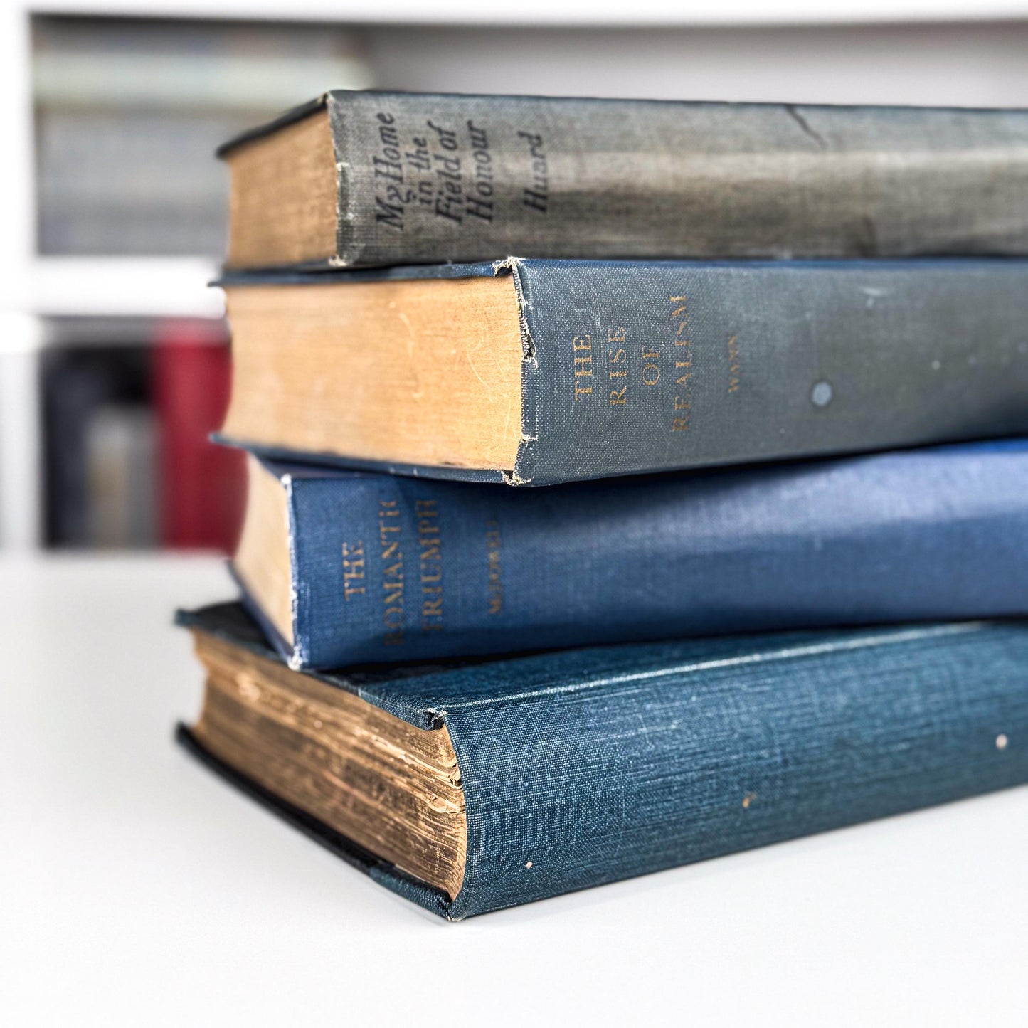 Dusty Blue & Slate Vintage Book Set – Subtle, Faded Elegance for Shelf Styling