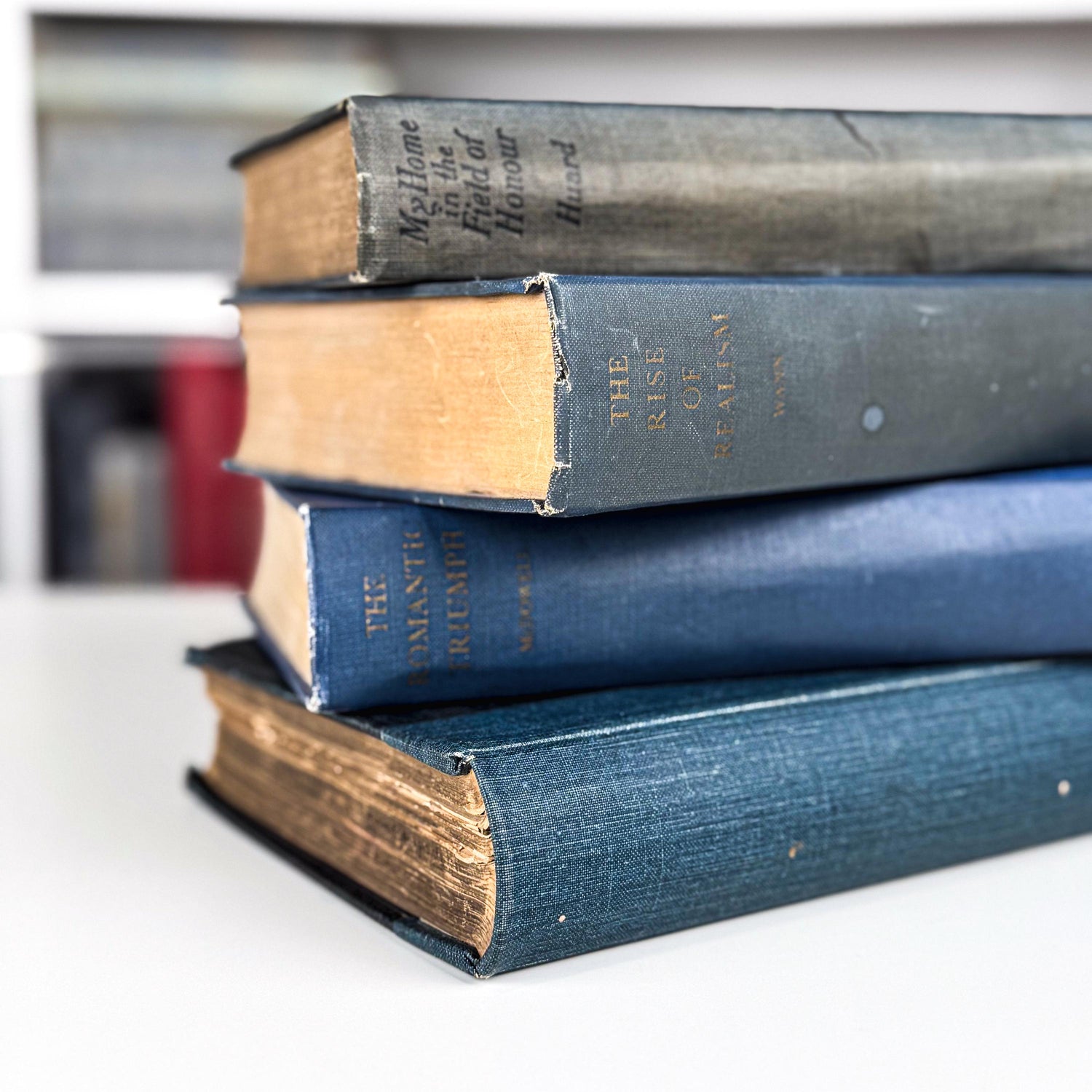 Dusty Blue & Slate Vintage Book Set – Subtle, Faded Elegance for Shelf Styling