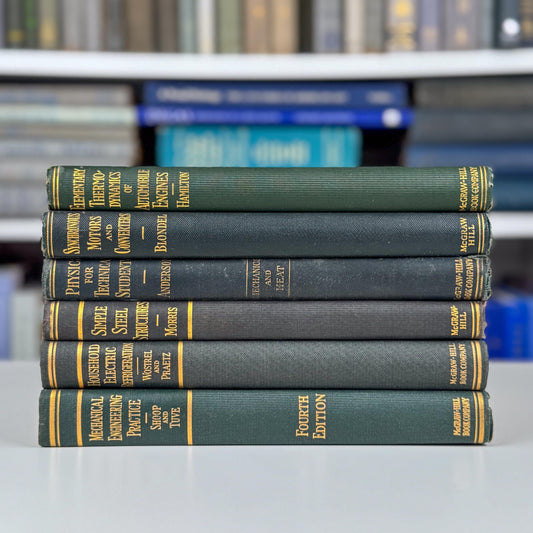 Antique Dark Green Education Books for Display, Old School Books