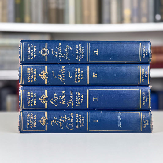 English Masterpieces Dark Blue Book Set, Navy Blue & Gold Vintage Books