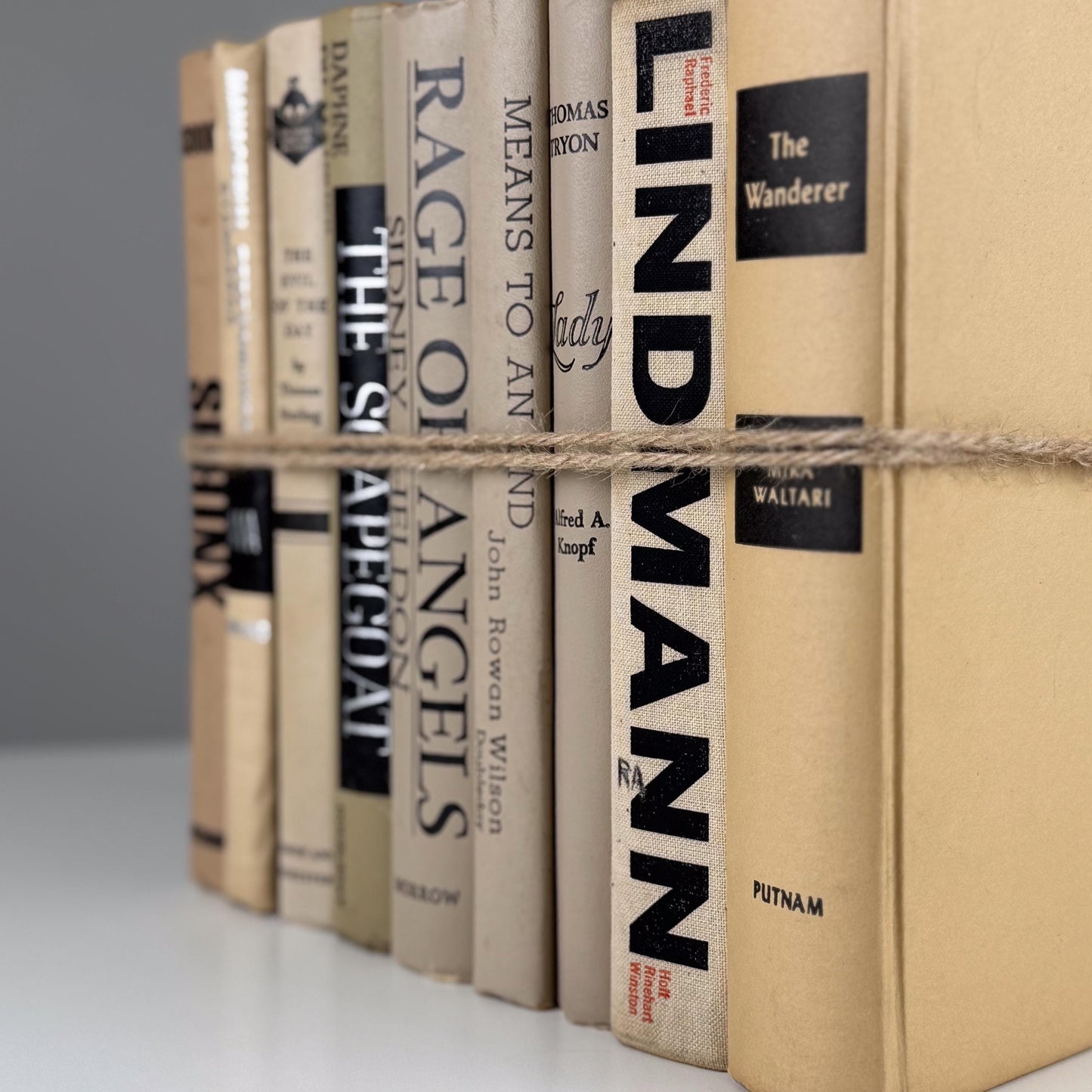 Neutral Vintage Book Stack | Black, Tan & Cream Decorative Books for Shelf Styling or Modern Decor