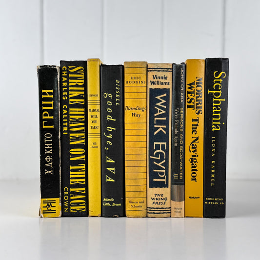 Vintage Black and Yellow Book Set • Bold Shelf Styling Books • Retro Home Decor • Books by Color • Vintage Decorative Books