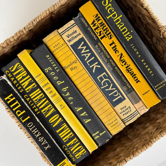 Vintage Black and Yellow Book Set • Bold Shelf Styling Books • Retro Home Decor • Books by Color • Vintage Decorative Books