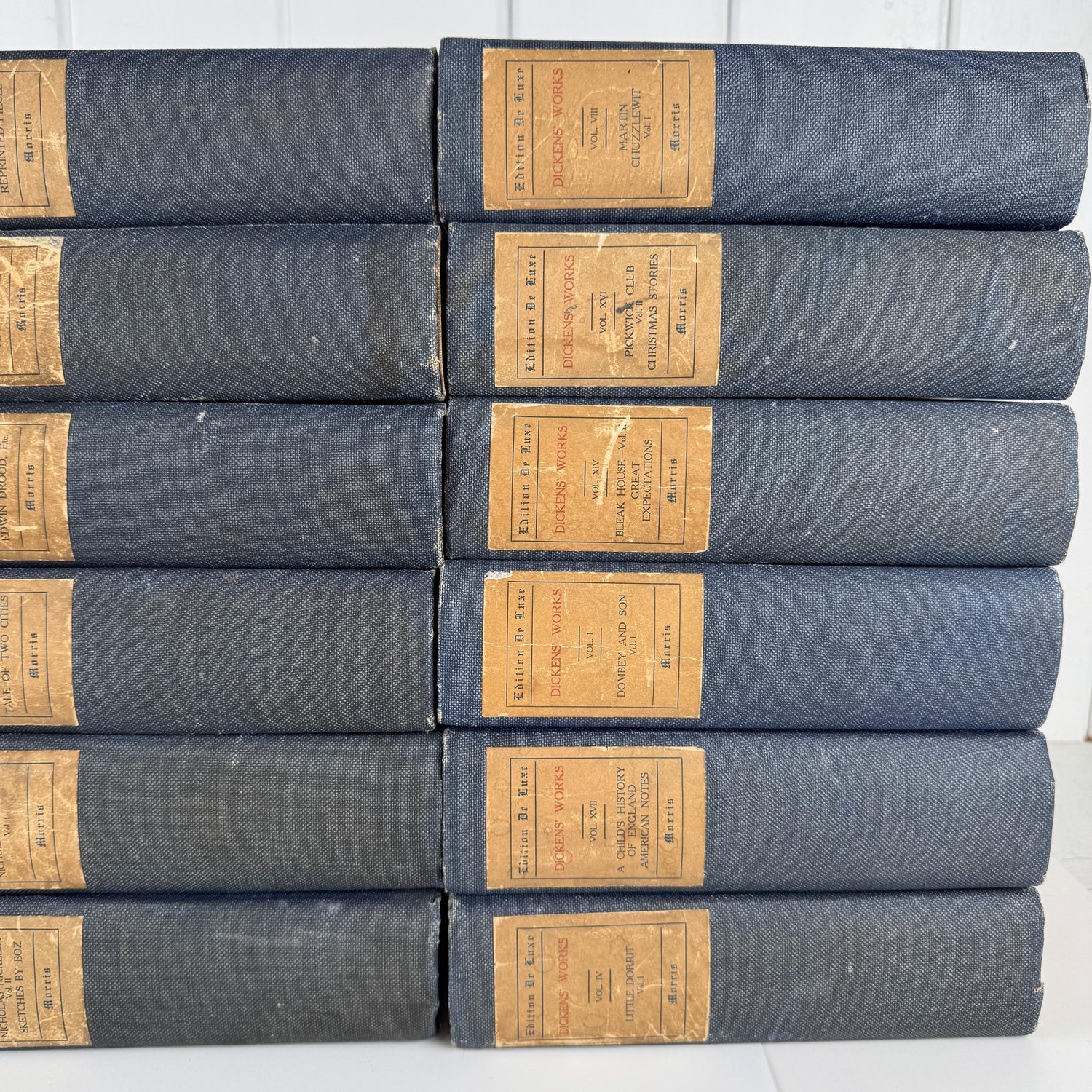 Navy Blue The Works of Charles Dickens Antique Book Set, International Book Company