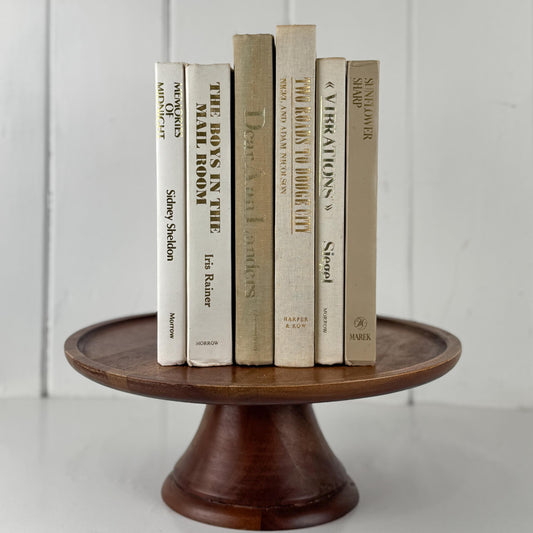 Neutral Vintage Book Set in Gold, White, and Beige for Shelf Styling & Home Decor