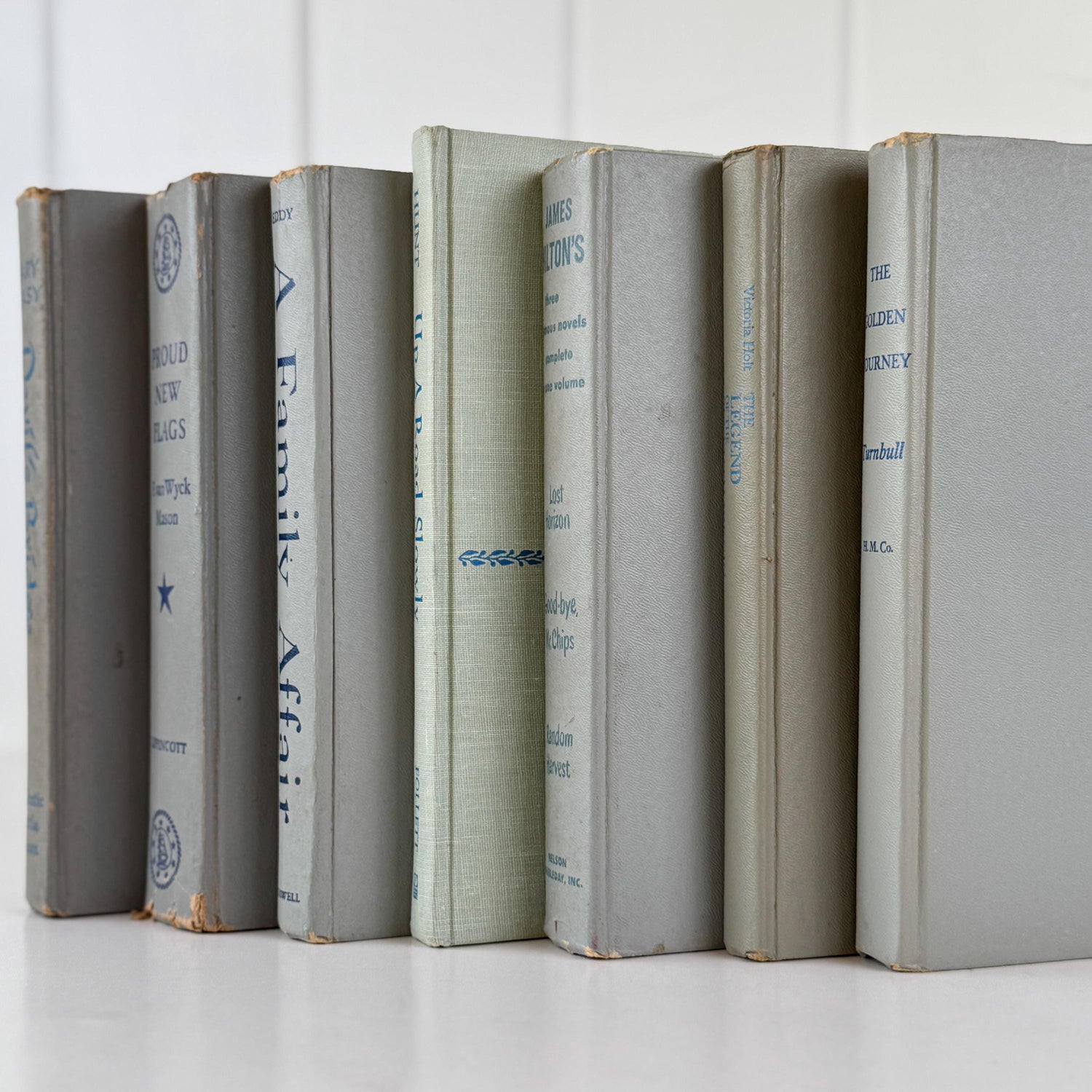 Vintage Gray Book Set for Mid-Century Modern Shelf Styling