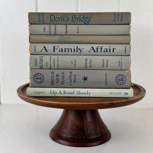 Vintage Gray Book Set for Mid-Century Modern Shelf Styling