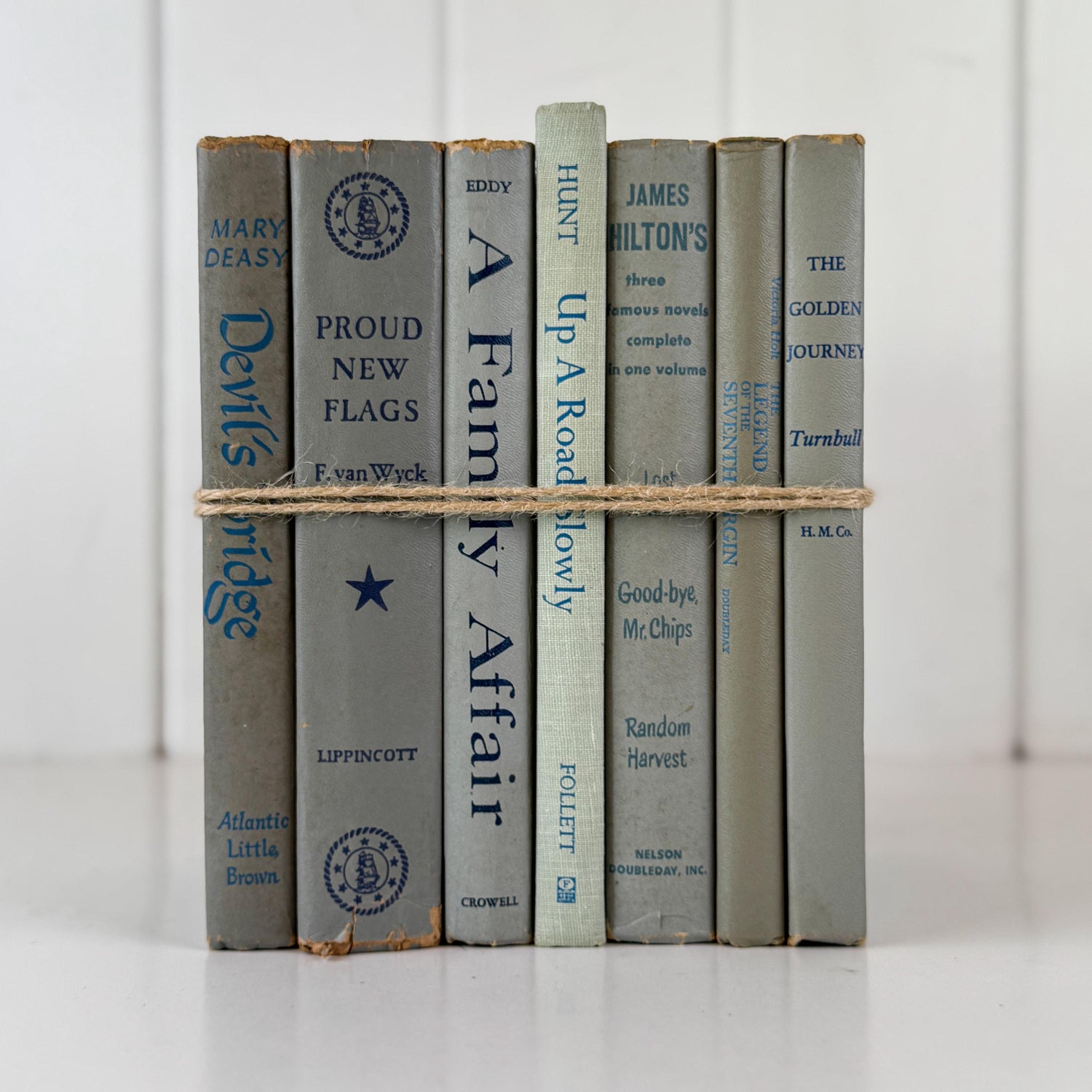 Vintage Gray Book Set for Mid-Century Modern Shelf Styling