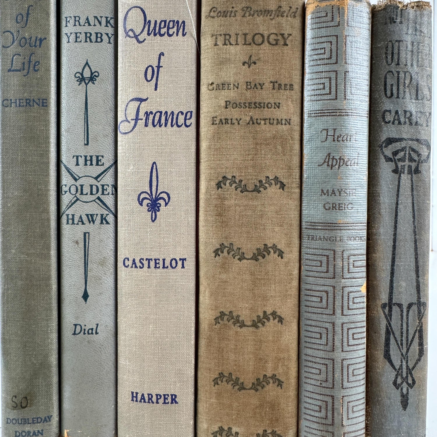 Vintage Blue Gray Book Bundle for Shelf Styling and Home Decor