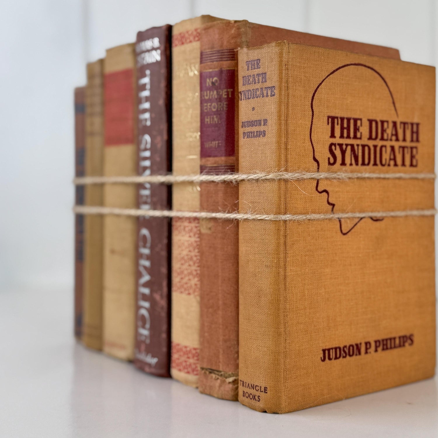 Vintage Fall Book Set in Warm Neutral Tones for Rustic Shelf Styling & Seasonal Decor