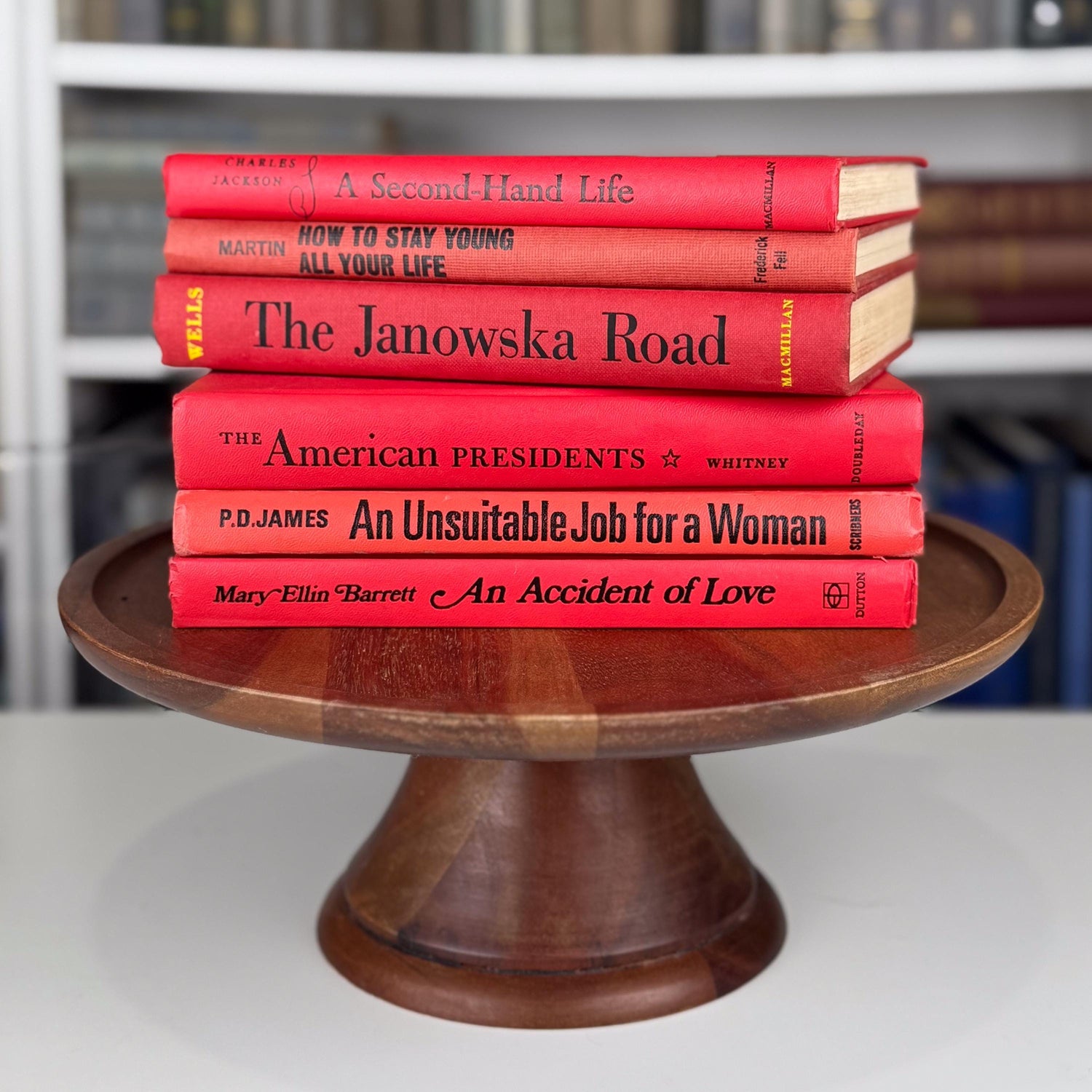 Retro Vibrant Red Vintage Book Set – Bold Shelf Styling with a Pop of Color