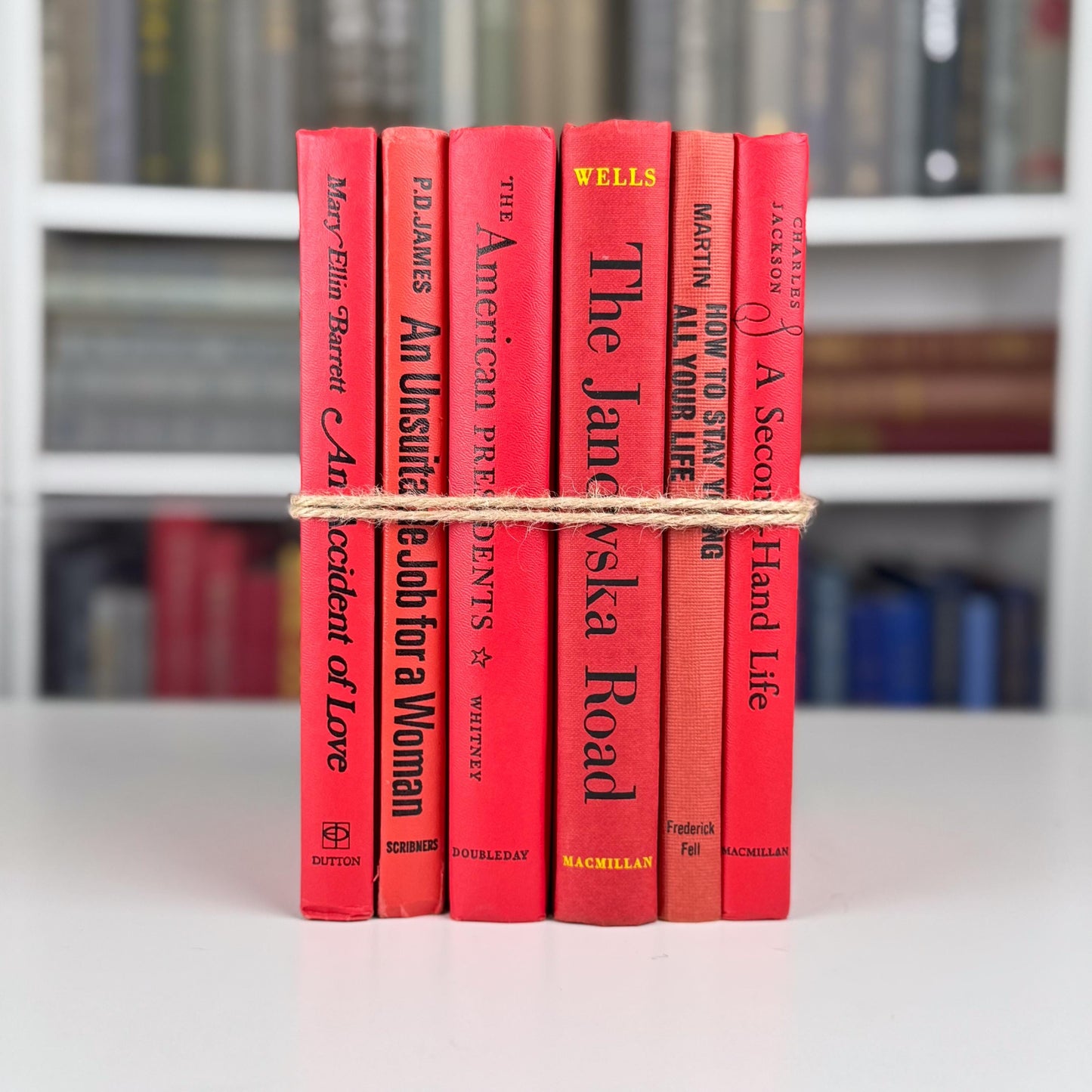 Retro Vibrant Red Vintage Book Set – Bold Shelf Styling with a Pop of Color