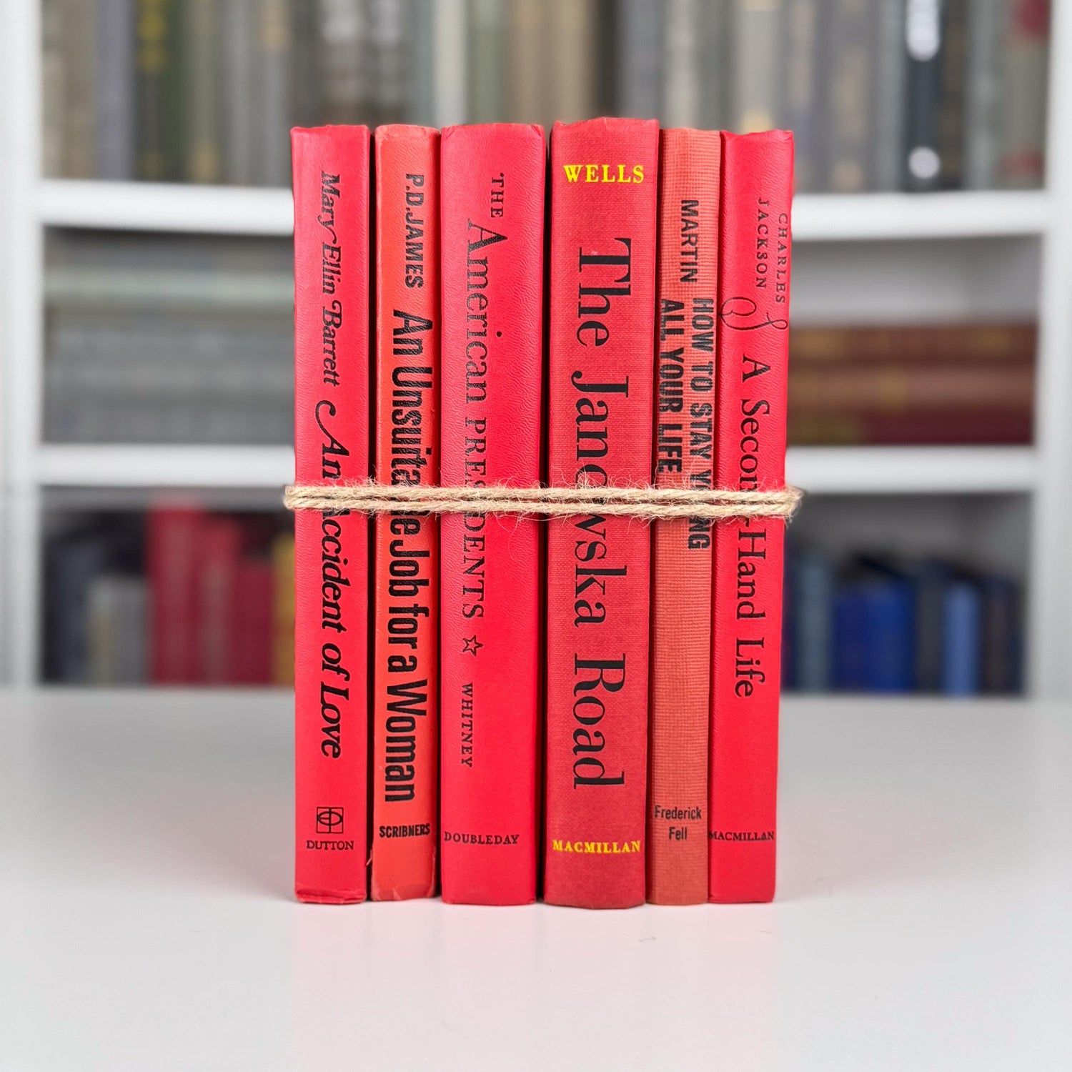Retro Vibrant Red Vintage Book Set – Bold Shelf Styling with a Pop of Color
