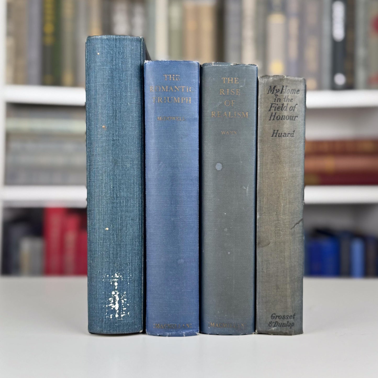 Dusty Blue & Slate Vintage Book Set – Subtle, Faded Elegance for Shelf Styling
