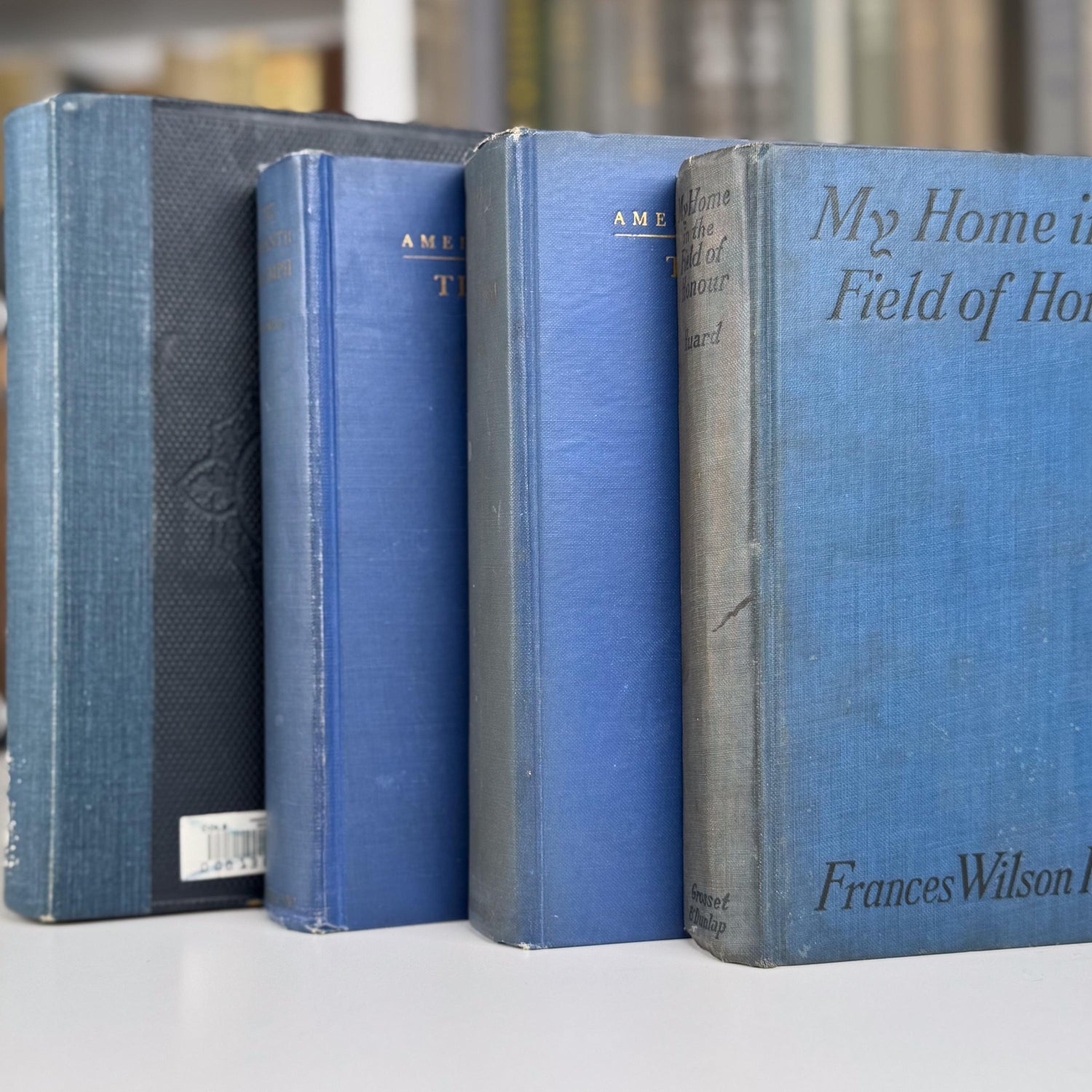 Dusty Blue & Slate Vintage Book Set – Subtle, Faded Elegance for Shelf Styling