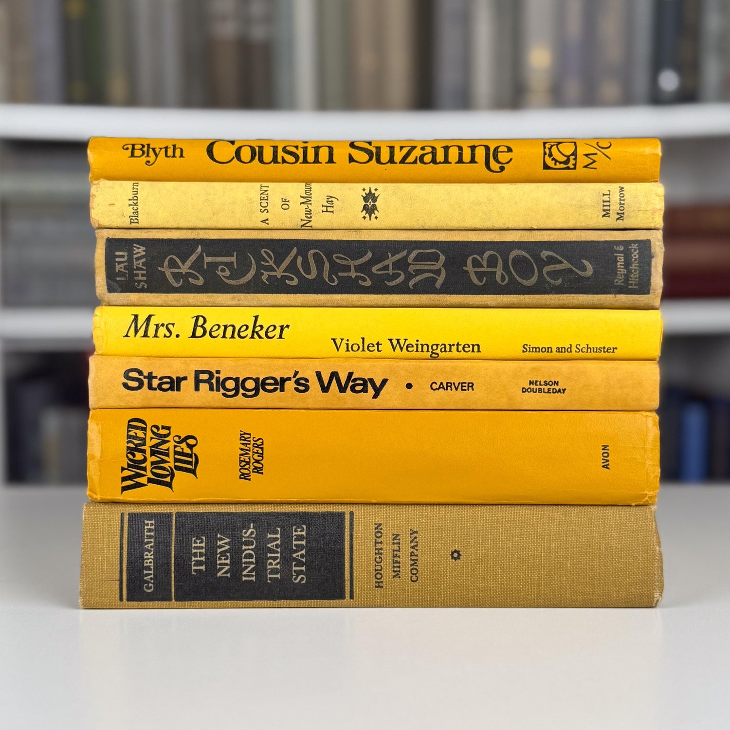 Sunny Yellow and Mustard Vintage Book Bundle – Bold, Retro, Happy Shelf Styling